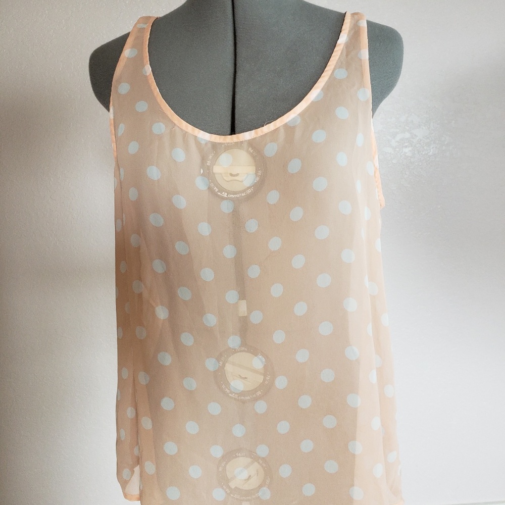 Sheer peach polkadot tank top